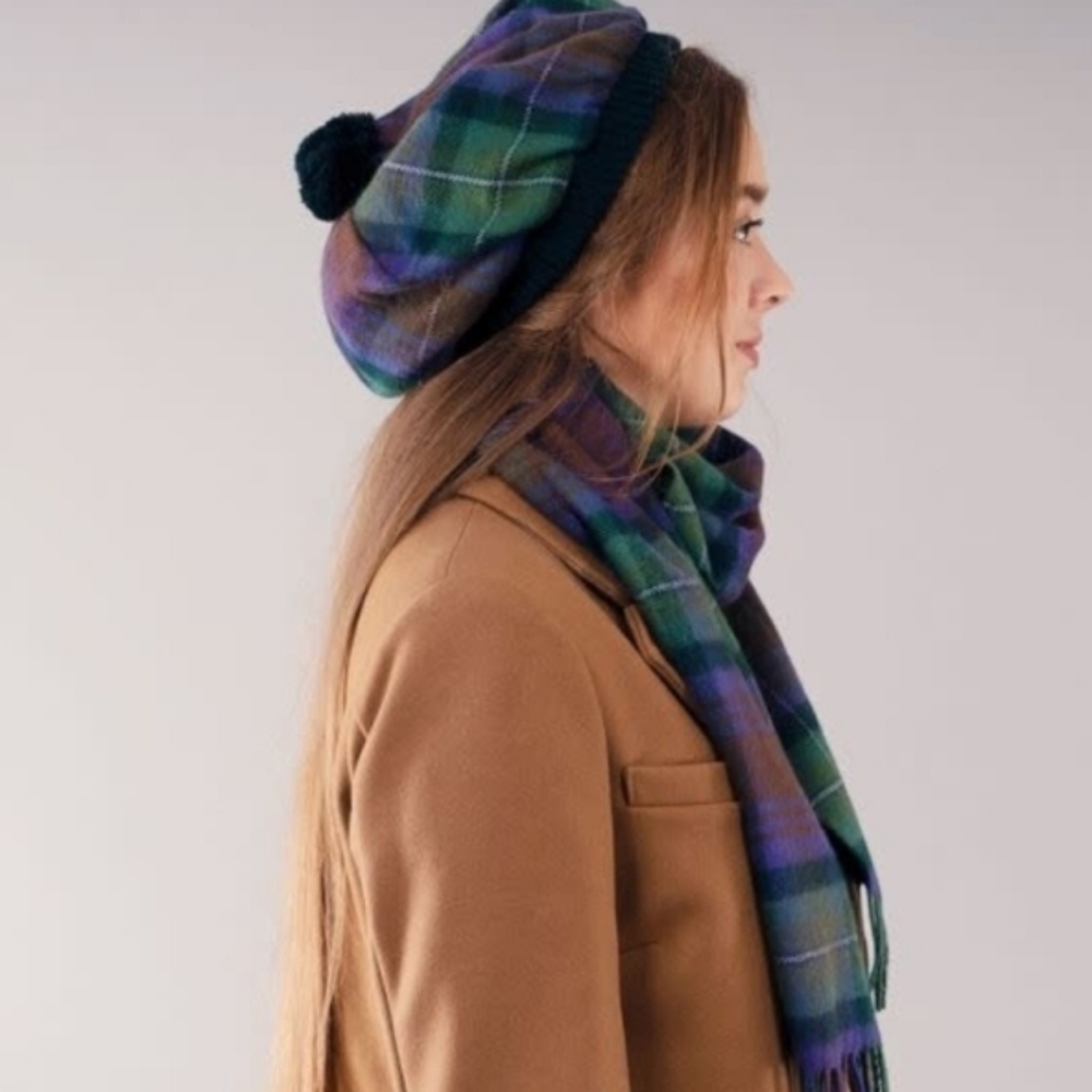 Lochcarron Of Scotland 100% Pure New Wool Tam Isle Of Sky Hat One Size